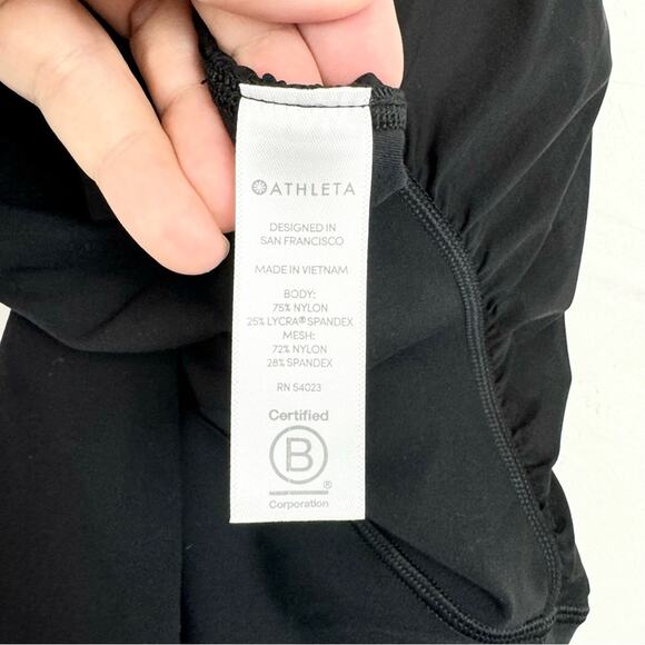 Athleta Mesh Me Up Athletic Athleisure Halter Onsie Shorts Bodysuit Black Size S - Picture 13 of 14